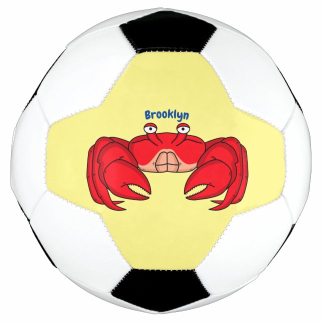 Cute red crab cartoon illustration soccer ball (Front)