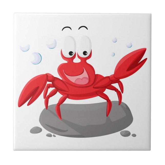 Cute red crab ceramic tile (Front)
