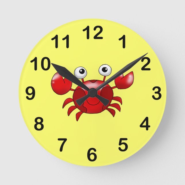 Cute red crab round clock (Front)