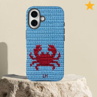 Cute Red Crochet Crab Yarn Custom Name Initials
