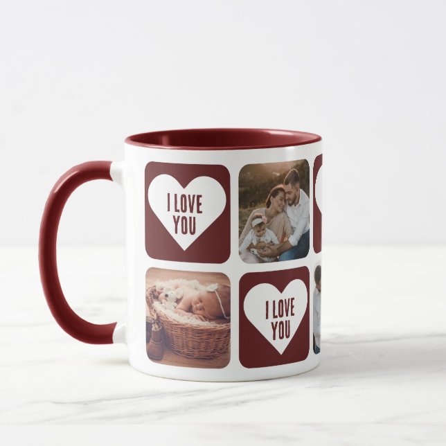Cute Red Custom Photo I Love You Mug (Left)