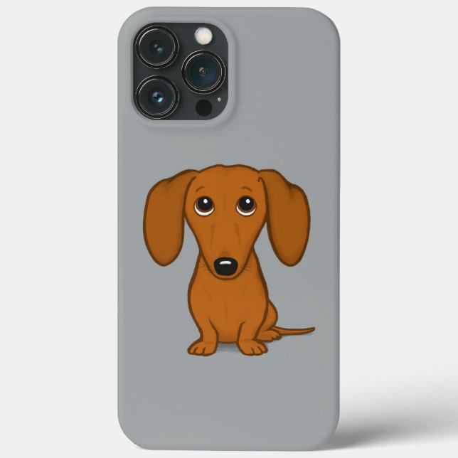 Cute Red Dachshund | Funny Cartoon Wiener Dog Case-Mate iPhone Case (Back)