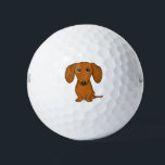 Cute Red Dachshund | Funny Cartoon Wiener Dog Golf Balls<br><div class="desc">Easily identify your ball on the golf course with this original wiener dog golf ball. Cute smooth coated red Dachshund. Makes a great gift for the golfer in your life who loves a Doxie.</div>