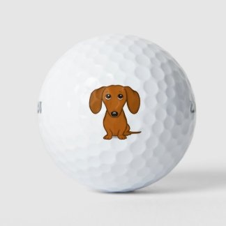 Cute Red Dachshund | Funny Cartoon Wiener Dog Golf Balls
