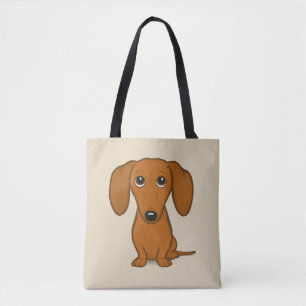 Cute Red Dachshund Funny Cartoon Wiener Dog Tote Bag