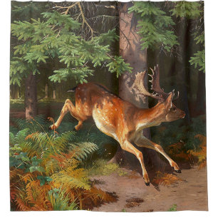 Cute Red Deer In The Forest Shower Curtain