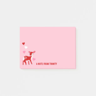 Cute Red Deer Valentine's Day Custom Message Post-it Notes