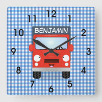 Cute red delivery truck cartoon illustration