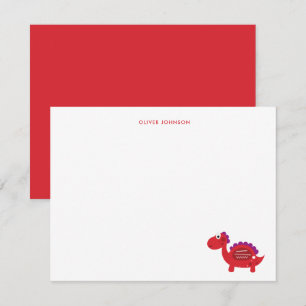 Cute Red Dinosaur Kids thank you Card