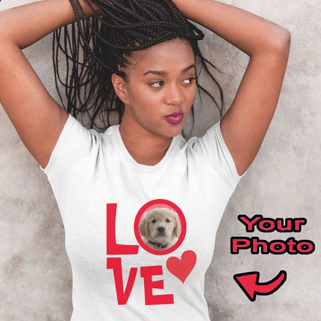  Cute Red Dog Mom Puppy Love Personalized Photo T-Shirt (Creator Uploaded)