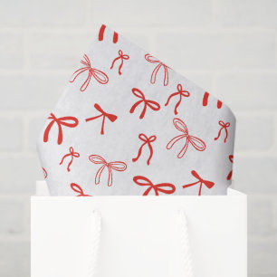 Cute Red doodle bow on white Tissue Paper