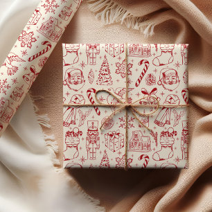 Cute Red Doodle Christmas Wrapping Paper