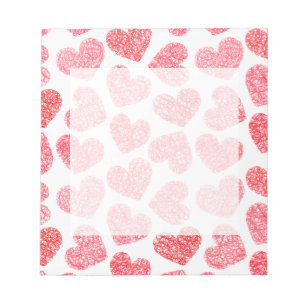 Cute Red Doodled Heart Valentine's Day Pattern Notepad