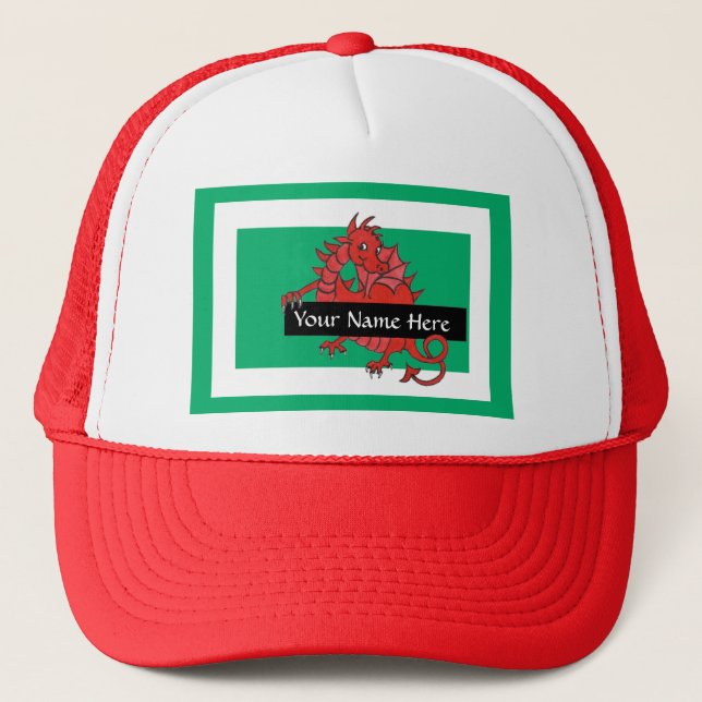 Cute Red Dragon Trucker Hat to Personalise (Front)