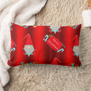 Cute Red Elves Christmas Lumbar Cushion