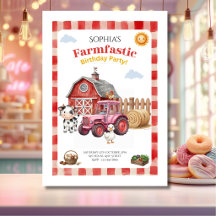 Cute Red Farm Child's Birthday