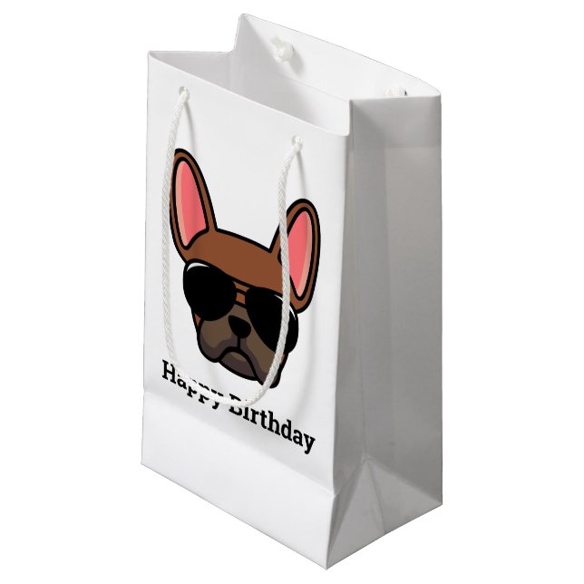 Cute Red Fawn French Bulldog Face Small Gift Bag (Front Angled)