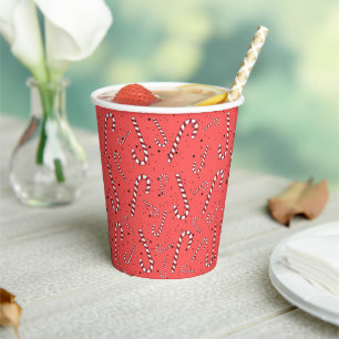 Cute red festive candy cane white for kids xmas paper cups