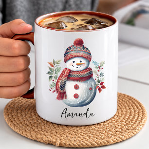 Cute red festive snowman Christmas Mug