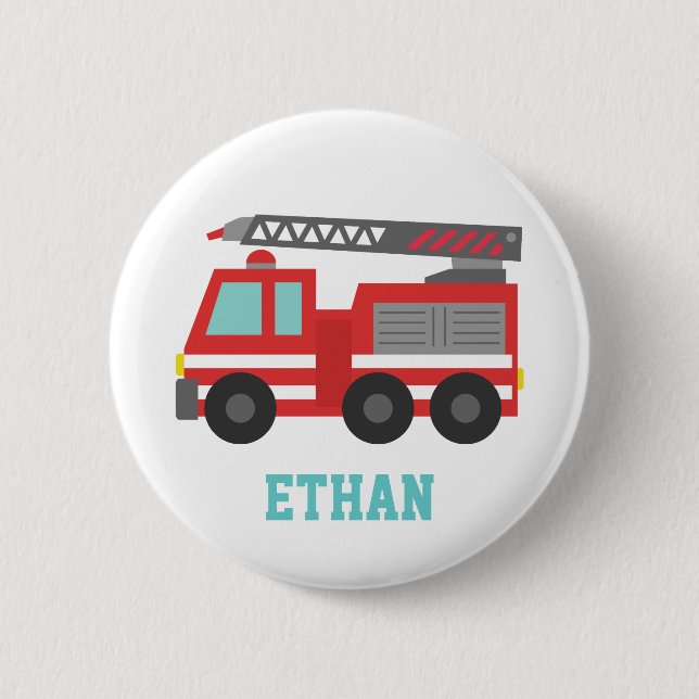 Cute Red Fire Truck for Little Fire fighters 6 Cm Round Badge (Front)