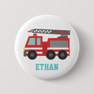 Cute Red Fire Truck for Little Fire fighters 6 Cm Round Badge