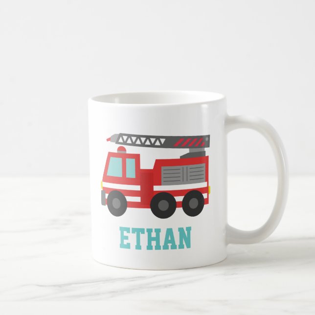 Cute Red Fire Truck for Little Fire fighters Coffee Mug (Right)