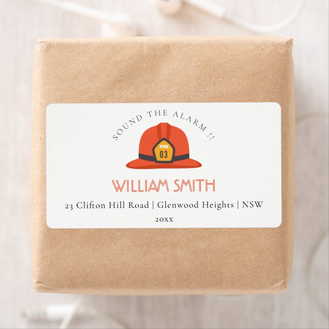 Cute Red Firetruck Engine Hat Kid Birthday Address (Insitu)