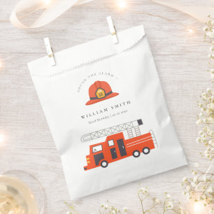 Cute Red Firetruck Engine Kids Any Age Birthday Favour Bag