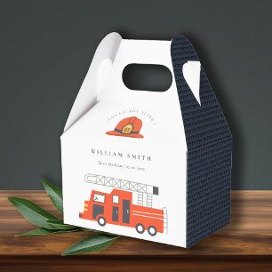 Cute Red Firetruck Engine Kids Any Age Birthday Favour Box