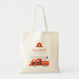 Cute Red Firetruck Engine Kids Any Age Birthday Tote Bag