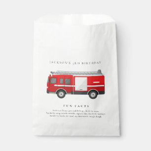 Cute Red Firetruck Engine Kids Fun Facts Birthday Favour Bag