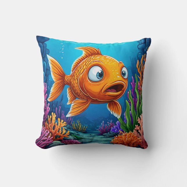 🐟 Cute Red Fish Ocean Fun Decor Gift ✨ Cushion (Front)