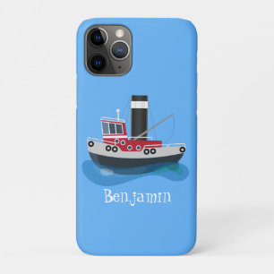 Cute red fishing trawler boat cartoon illustration iPhone 11 pro case