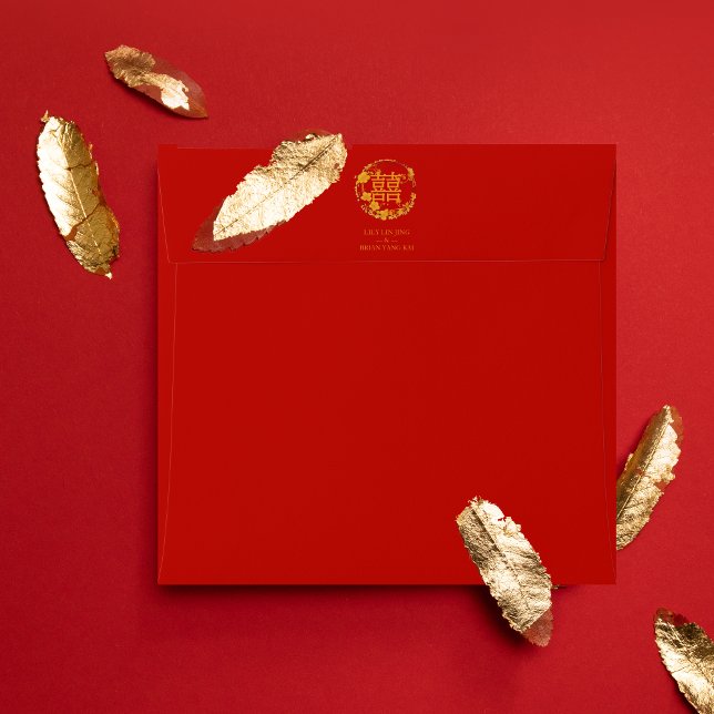 Cute Red Floral Chinese Double Happiness Symbol  Envelope (Cute Red Floral Chinese Double Happiness Symbol Envelope.)