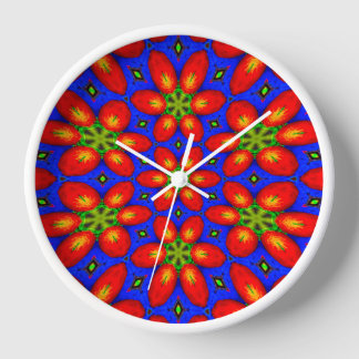 Cute Red Floral Pattern Clock