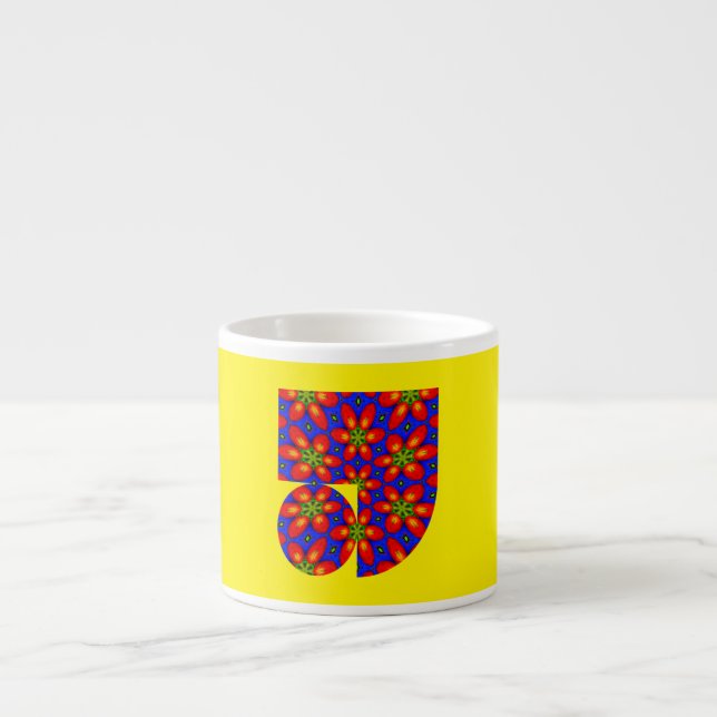 Cute Red Floral Pattern Espresso Cup (Front)