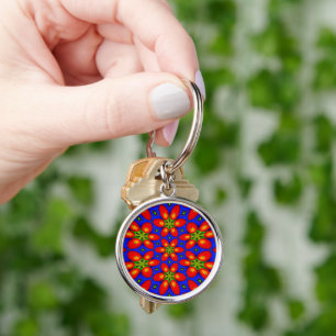 Cute Red Floral Pattern Key Ring