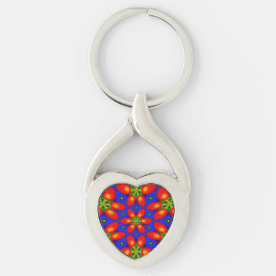 Cute Red Floral Pattern Key Ring