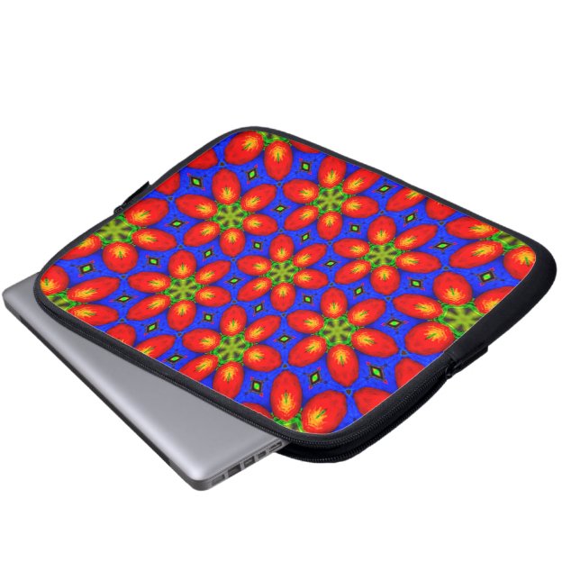 Cute Red Floral Pattern Laptop Sleeve (Front Bottom)
