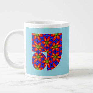 Cute Red Floral Pattern Large Coffee Mug