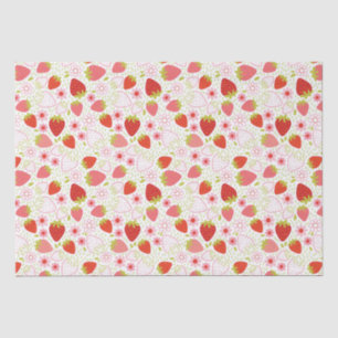 Cute Red Floral Strawberry Pattern Tissue Paper