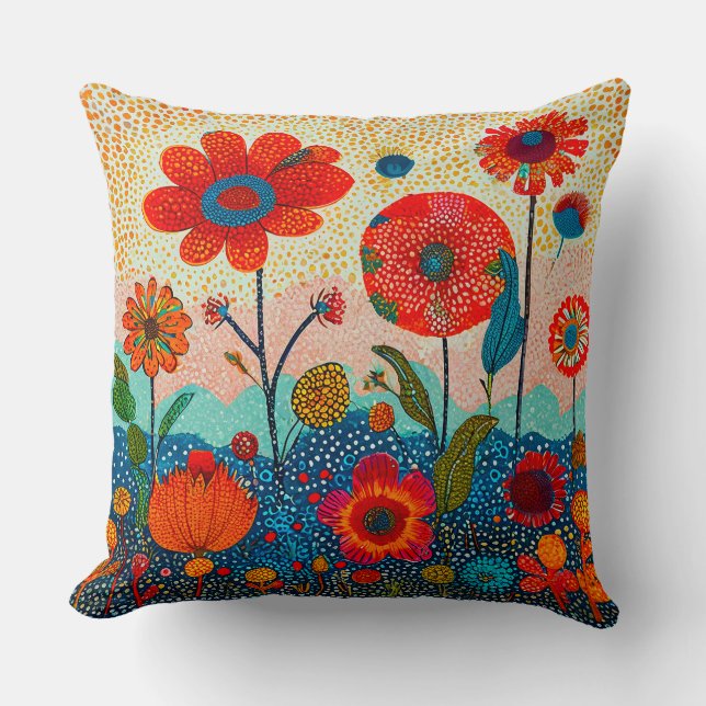 Cute red flowers cushion (Front)