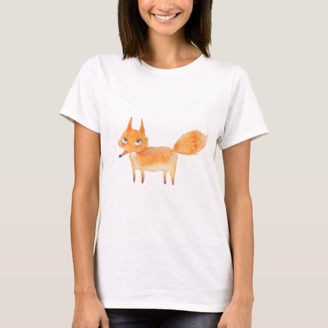 Cute Red Fox Art Print T-Shirt (Front)