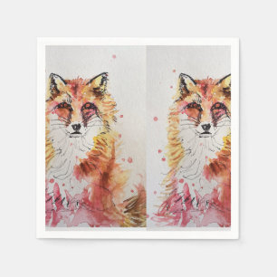 Cute Red Fox Birthday Girl Decor Serviette Napkins
