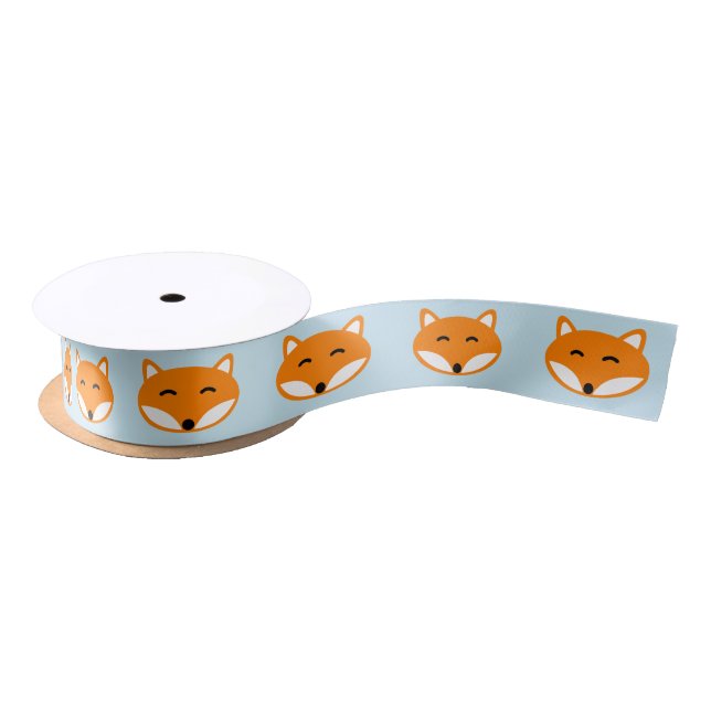 Cute red fox boy or girl baby shower satin ribbon (Spool)