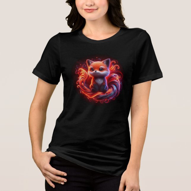 Cute Red Fox Cub Tri-Blend Shirt (Front)