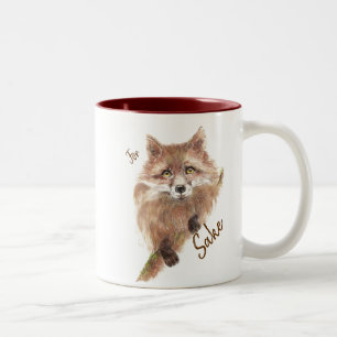 Cute Red Fox Funny For Foxs Sake Quote Two-Tone Coffee Mug