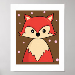 Cute Red Fox Illustration | Woodland Poster Print