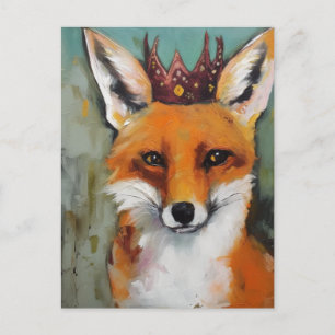 Cute Red Fox in a Crown Postcard