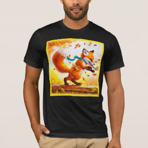 Cute Red Fox in Fall Season Painting. Buy Now T-Shirt